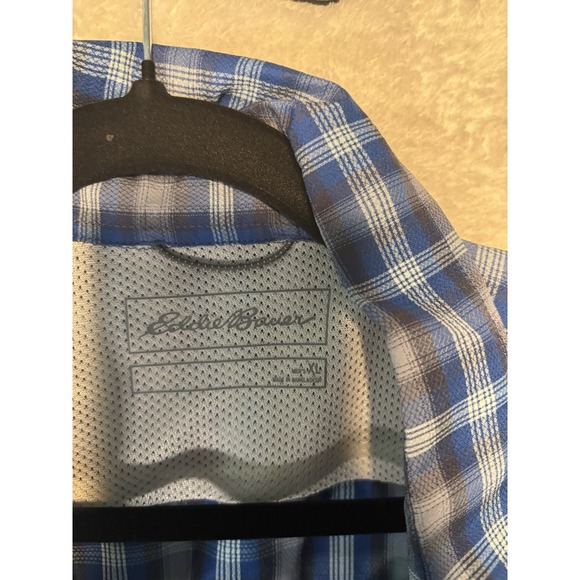 Eddie Bauer Shirt Mens Sz XL Plaid Vented Fishing Sport Shop Button - Picture 9 of 10